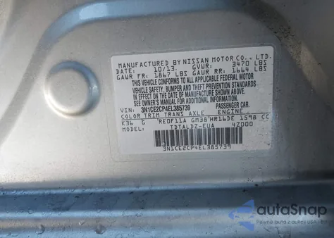 2014 Nissan Versa Note Sv z USA, uszkodzony, nr VIN 3N1CE2CP4EL385739